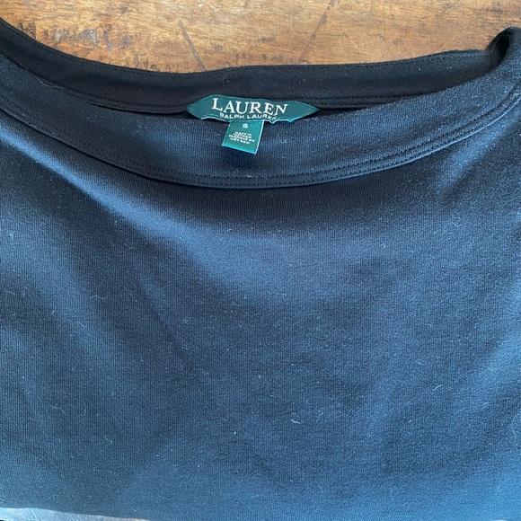 NWT Ralph Lauren black easy 3/4 sleeve dress with X decorative on arm. Sz S - Picture 5 of 6